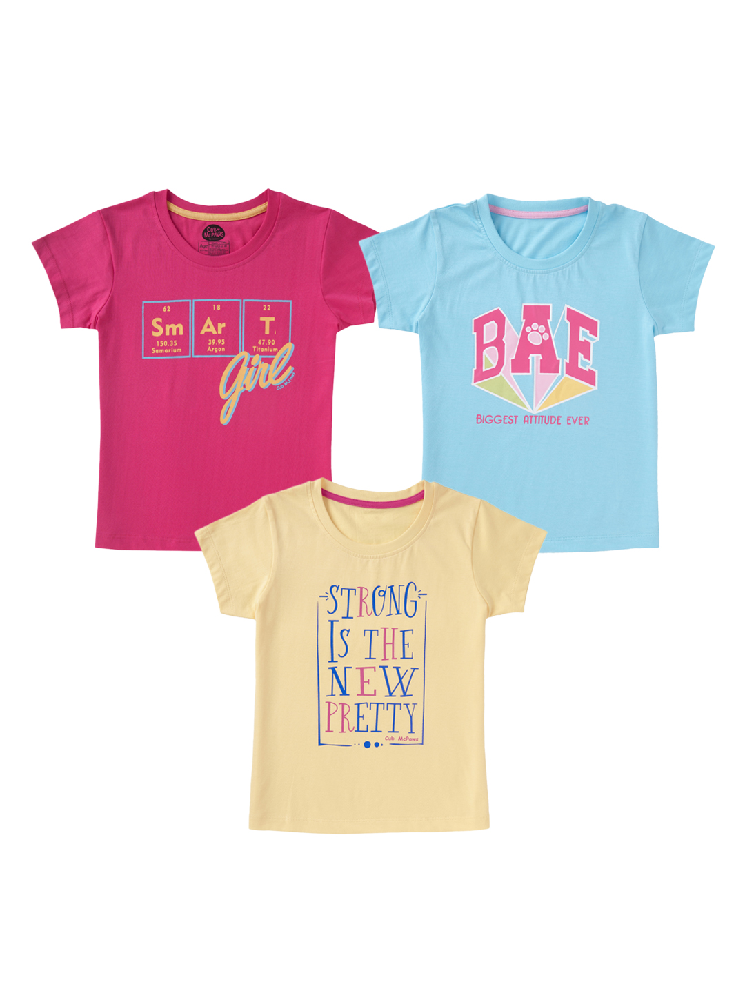 Girls Pack of 3 Slogan Tshirts