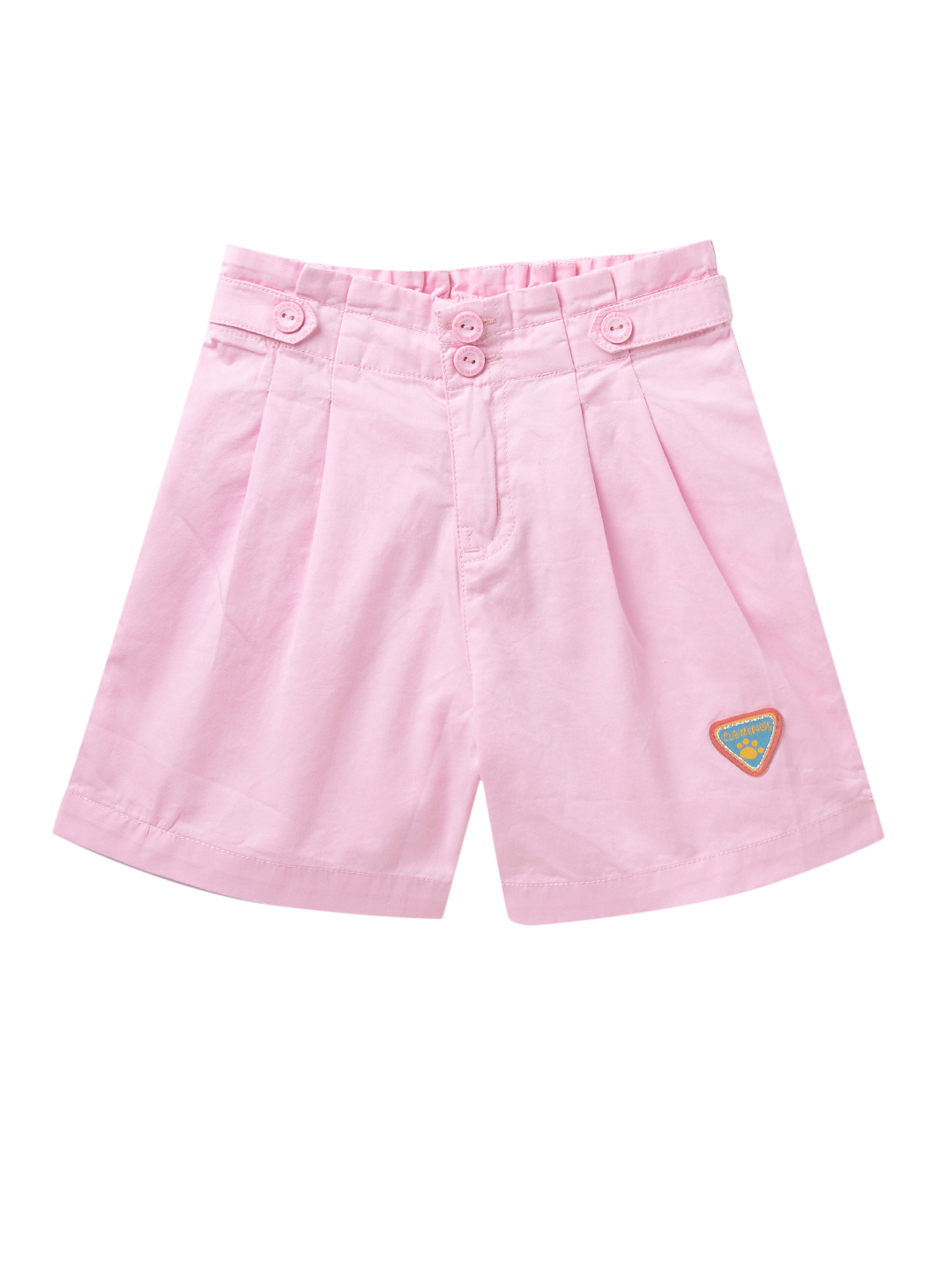 Girls paper bag waist pleated pink shorts