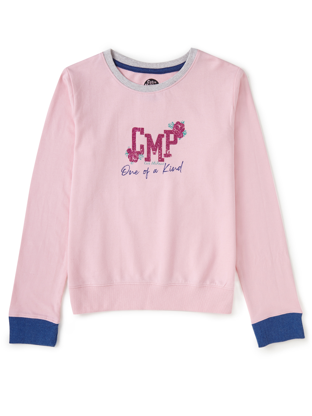Girls Winter Wear Pink Sweatshirt With Glitter Print (EOSS)