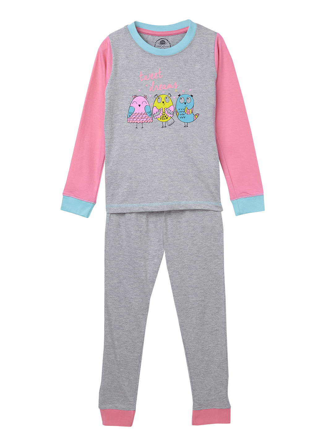 Girls Sleepwear Set - full sleeve tee with tweet dreams and pyjama (EOSS)