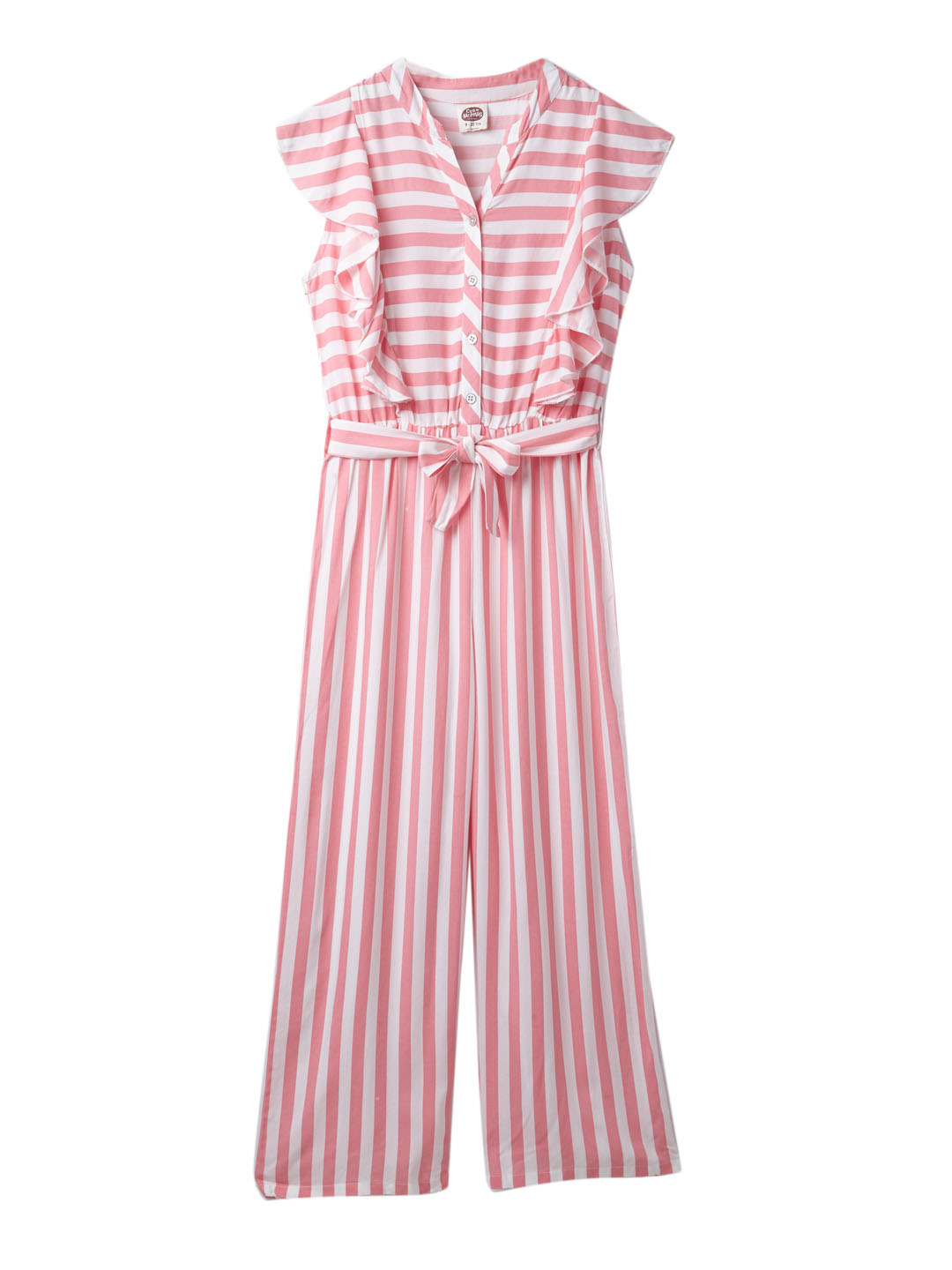 Striped Patthern Pink Jumpsuit for Girls