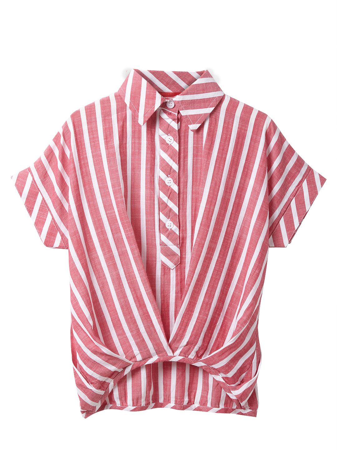 Red Stripe Fashion Woven Top for Girls Age 4 to 12 Years