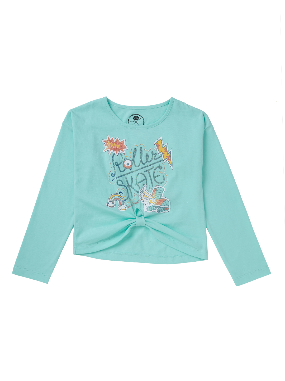 Sea Green Cropped Length Fashion T-shirt for Girls (EOSS)